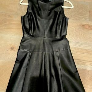 Black leather ALC short cocktail dress.